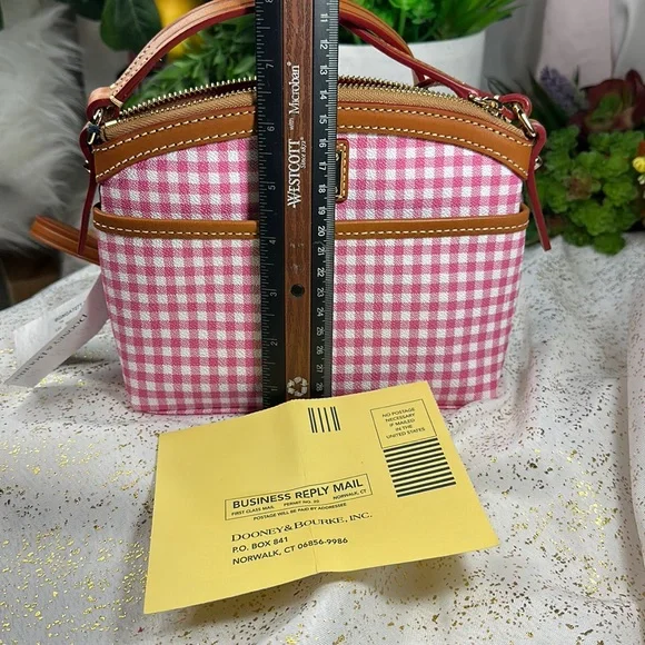 NEW! Dooney & Bourke Purse shoulder bag crossbody gingham pink - Picture 3 of 9